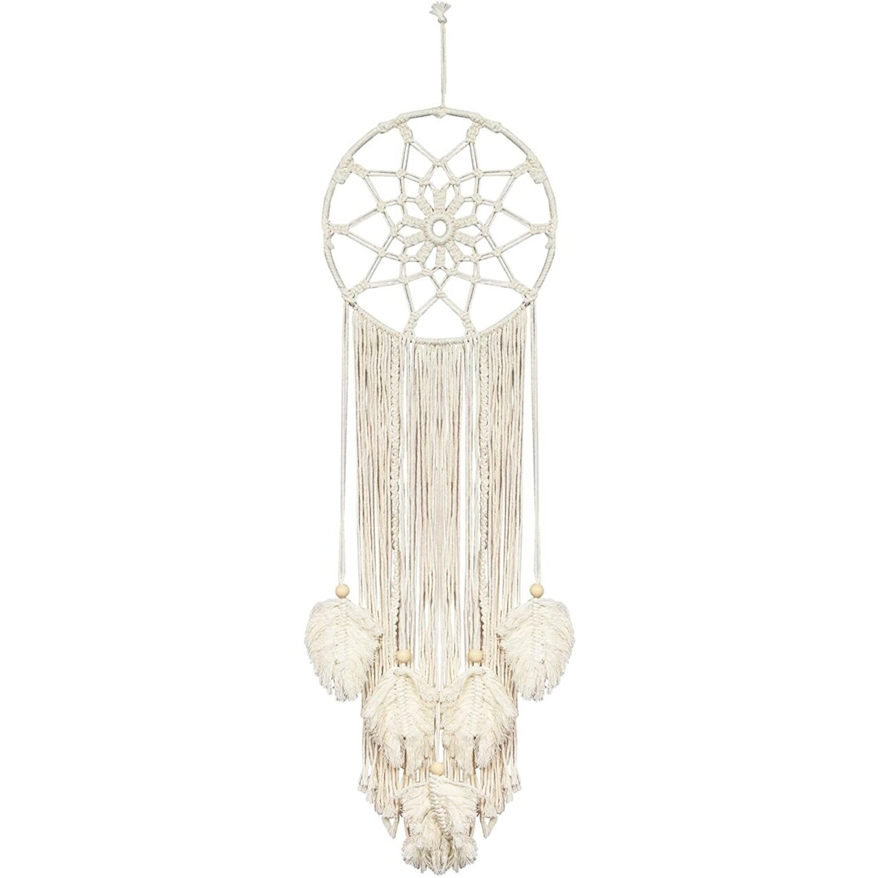 46" Circle Large Macrame Dream Catcher Wall, Hanging Bohemian Style Home Decor, White